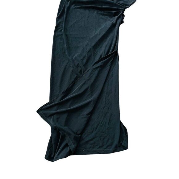 Zara Women Midi Dress S Black Bodycon Pleated Side Slit Short Sleeve NWT - Picture 5 of 7